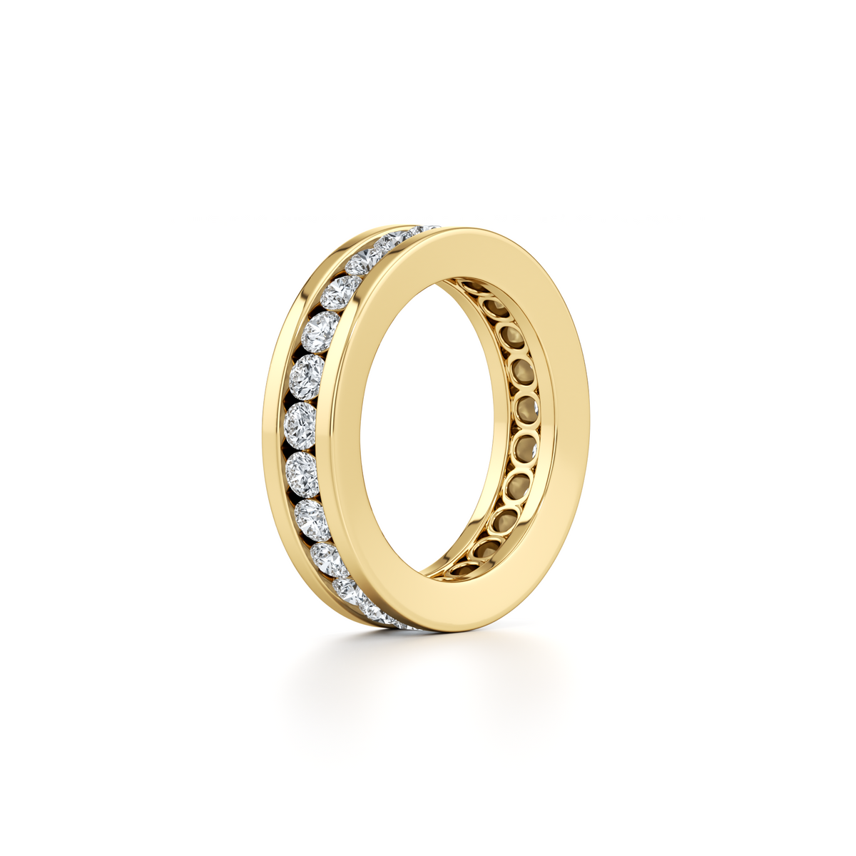 3 carat round brilliant lab grown diamond full eternity band in 14K yellow gold