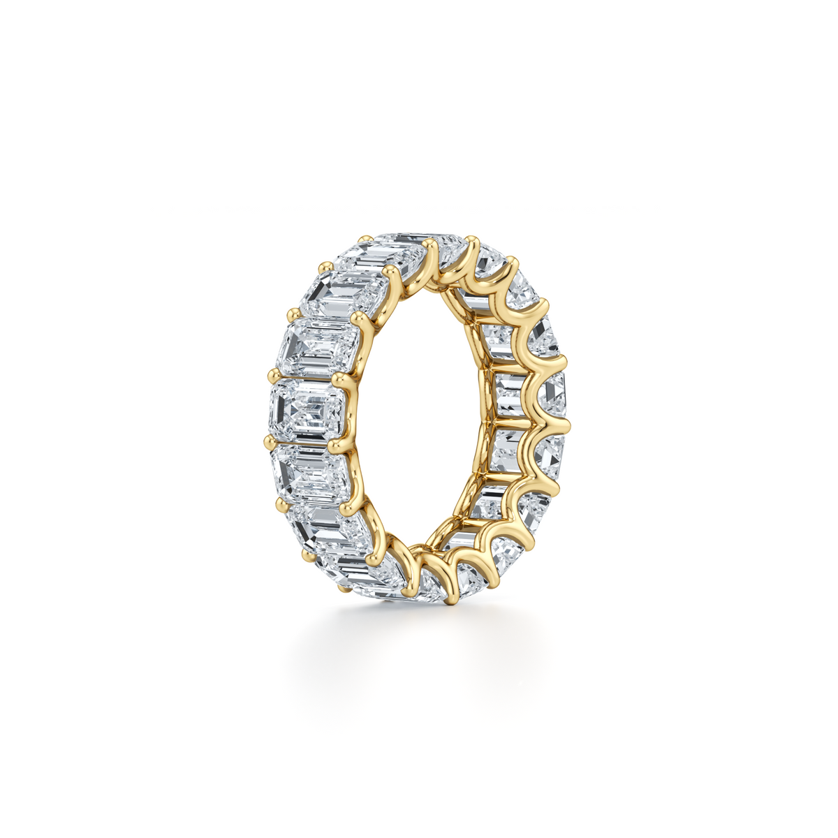 14 carat emerald lab grown diamond full eternity wedding ring in 14K yellow gold