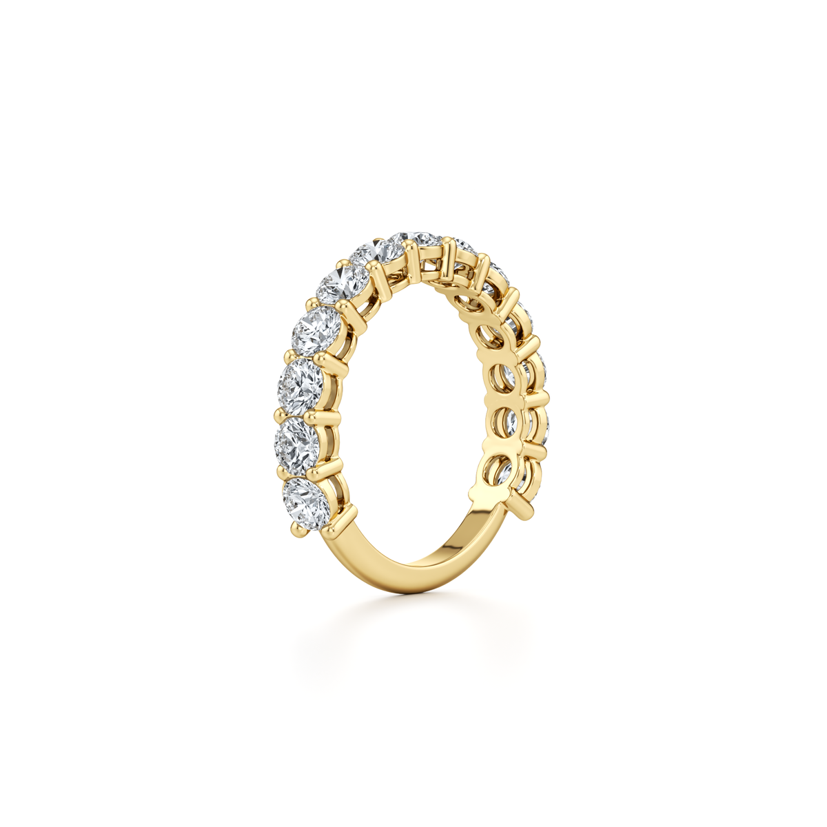 3.5mm round lab grown diamond three-quarter eternity ring in 14K yellow gold