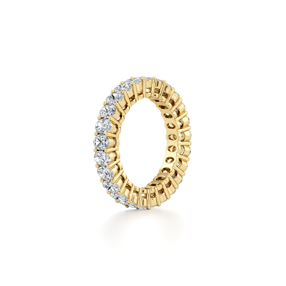 4mm oval lab grown diamond full eternity wedding band in 14K yellow gold