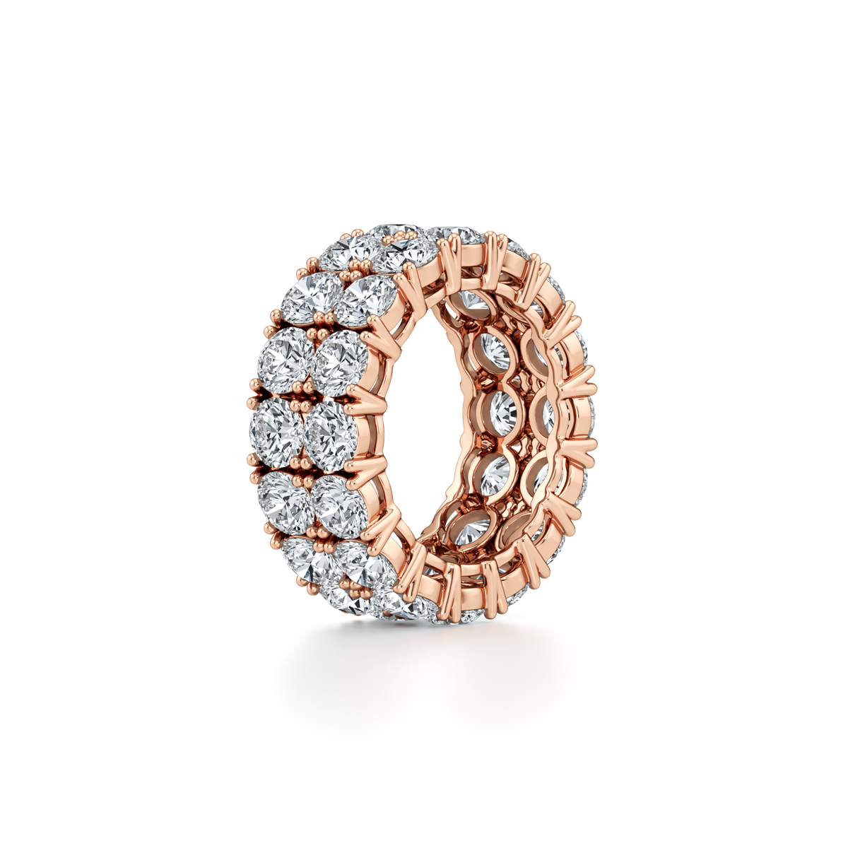 11 carat men's lab grown diamond pavé band in 10K rose gold
