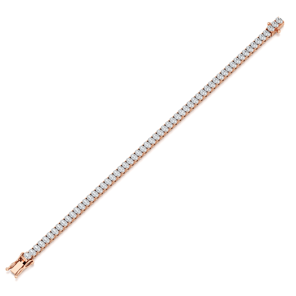 3.8mm oval lab grown diamond tennis bracelet in 14K rose gold