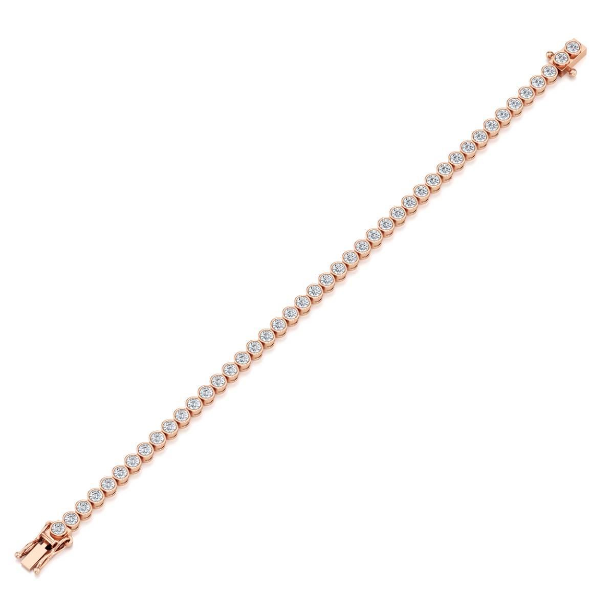 3.8mm round lab grown diamond bezel set tennis bracelet in 14K rose gold