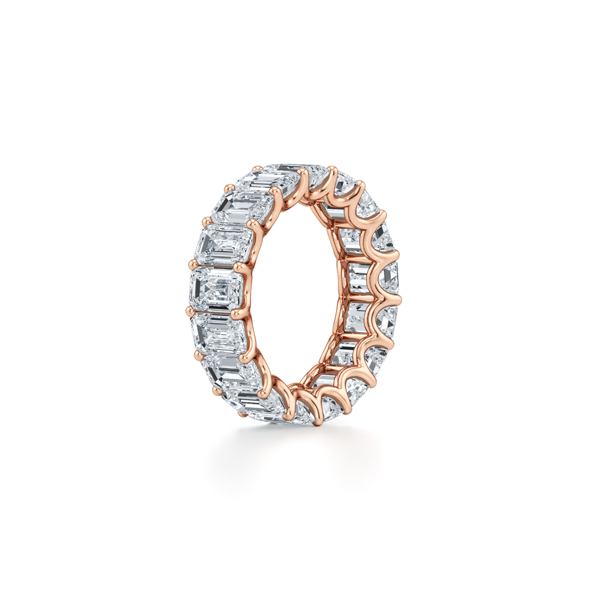 14 carat emerald lab grown diamond full eternity wedding ring in 14K rose gold