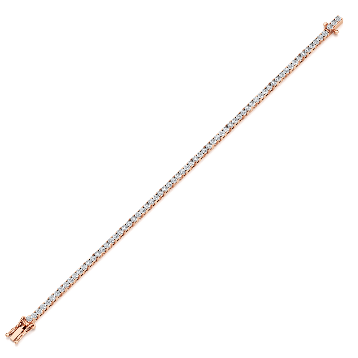 2.2mm round lab grown diamond tennis bracelet in 14K rose gold