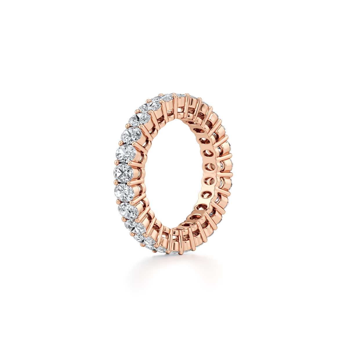 4mm oval lab grown diamond full eternity wedding band in 14K rose gold