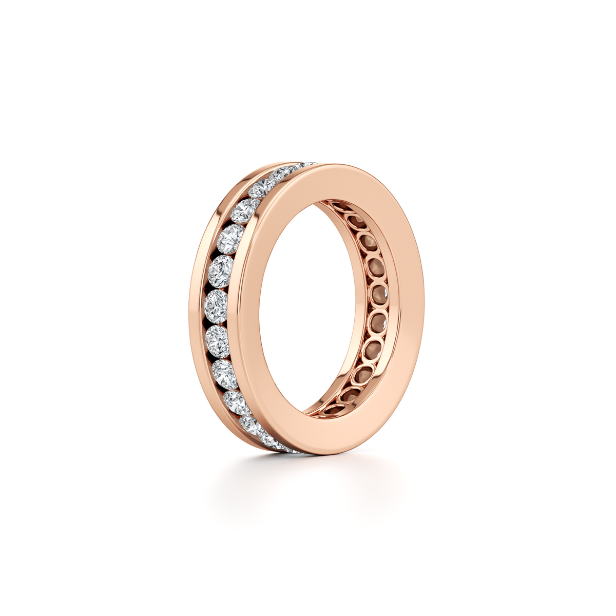3 carat round brilliant lab grown diamond full eternity band in 14K rose gold