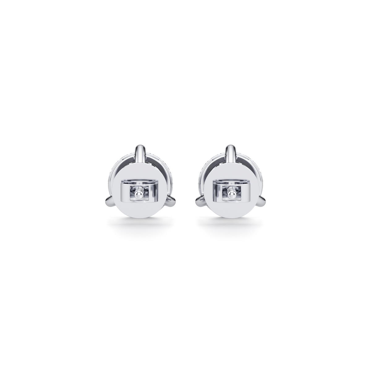 Martini set lab grown diamond stud earrings with screw backs in 14K white gold