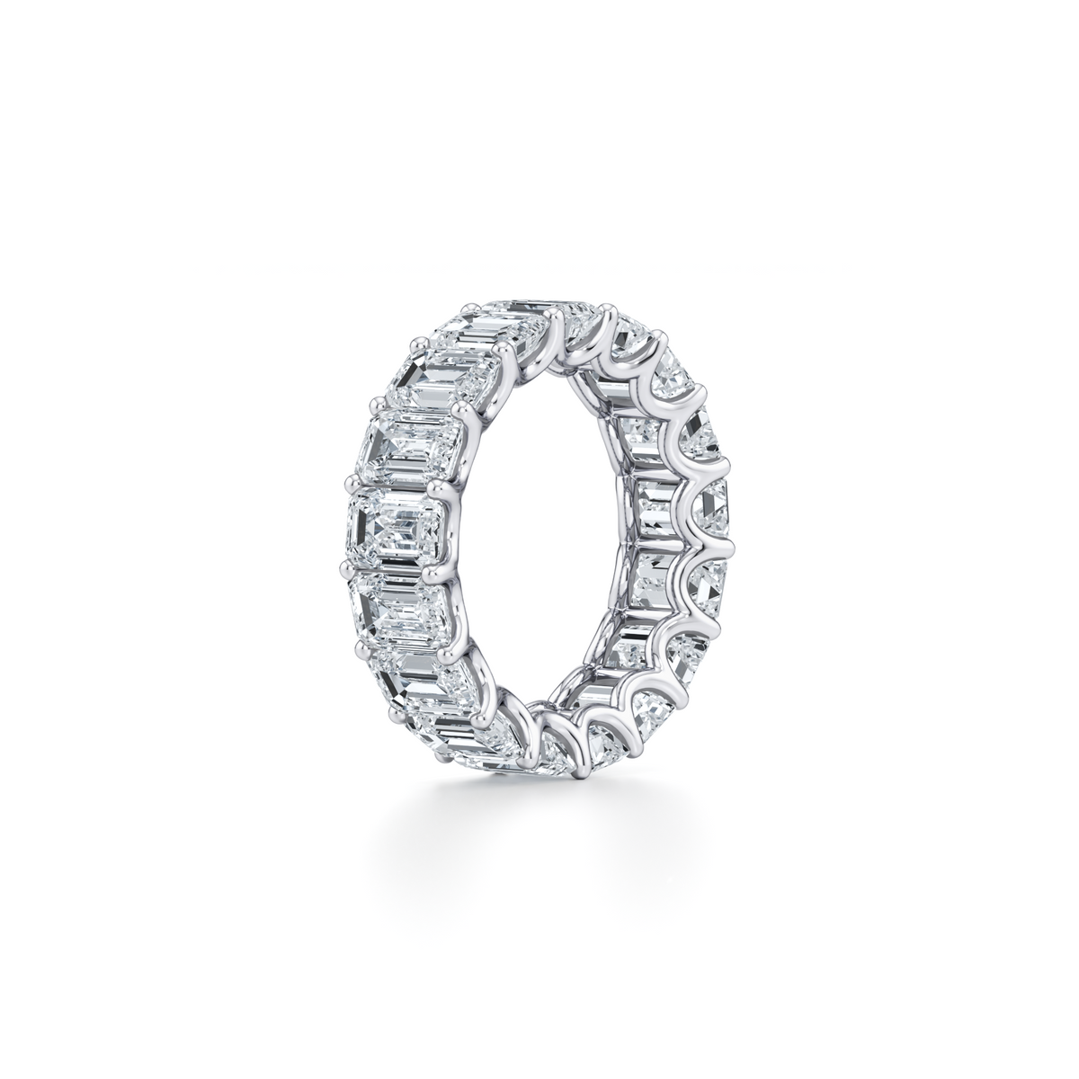 14 carat emerald lab grown diamond full eternity wedding ring in 14K white gold