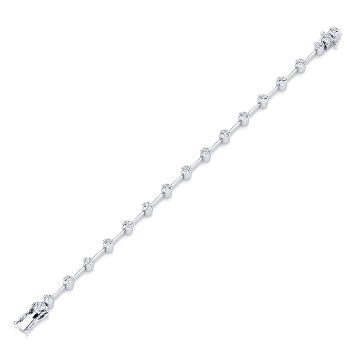 4mm round lab grown diamond bar set tennis bracelet in 14K white gold