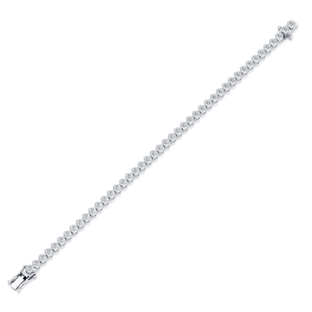 3.8mm round lab grown diamond bezel set tennis bracelet in 14K white gold