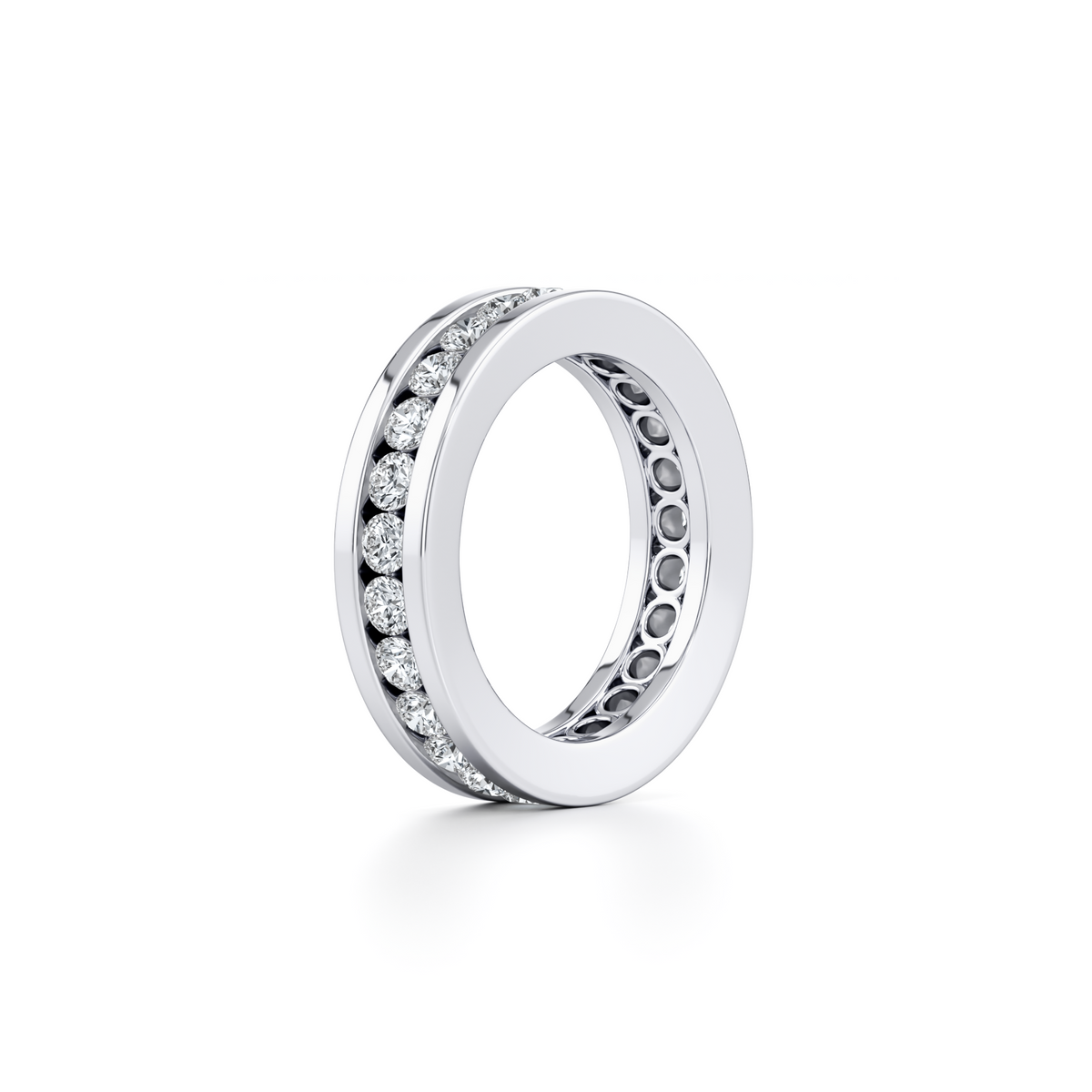 3 carat round brilliant lab grown diamond full eternity band in 14K white gold