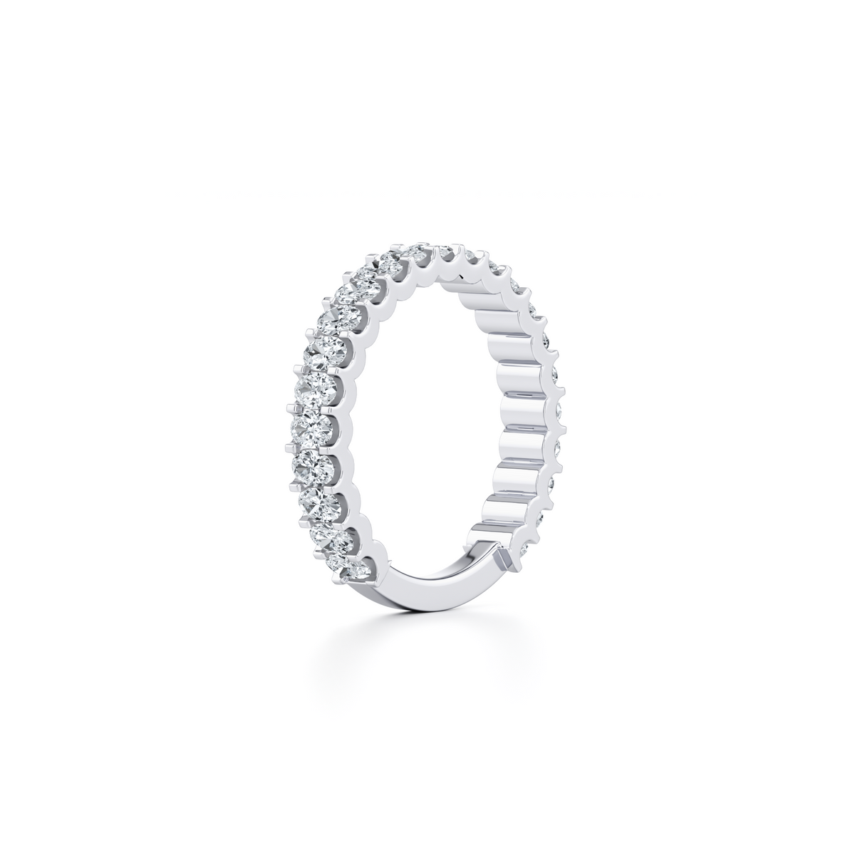 1.70 carat oval lab grown diamond wedding ring with shared prong setting in 14K white gold