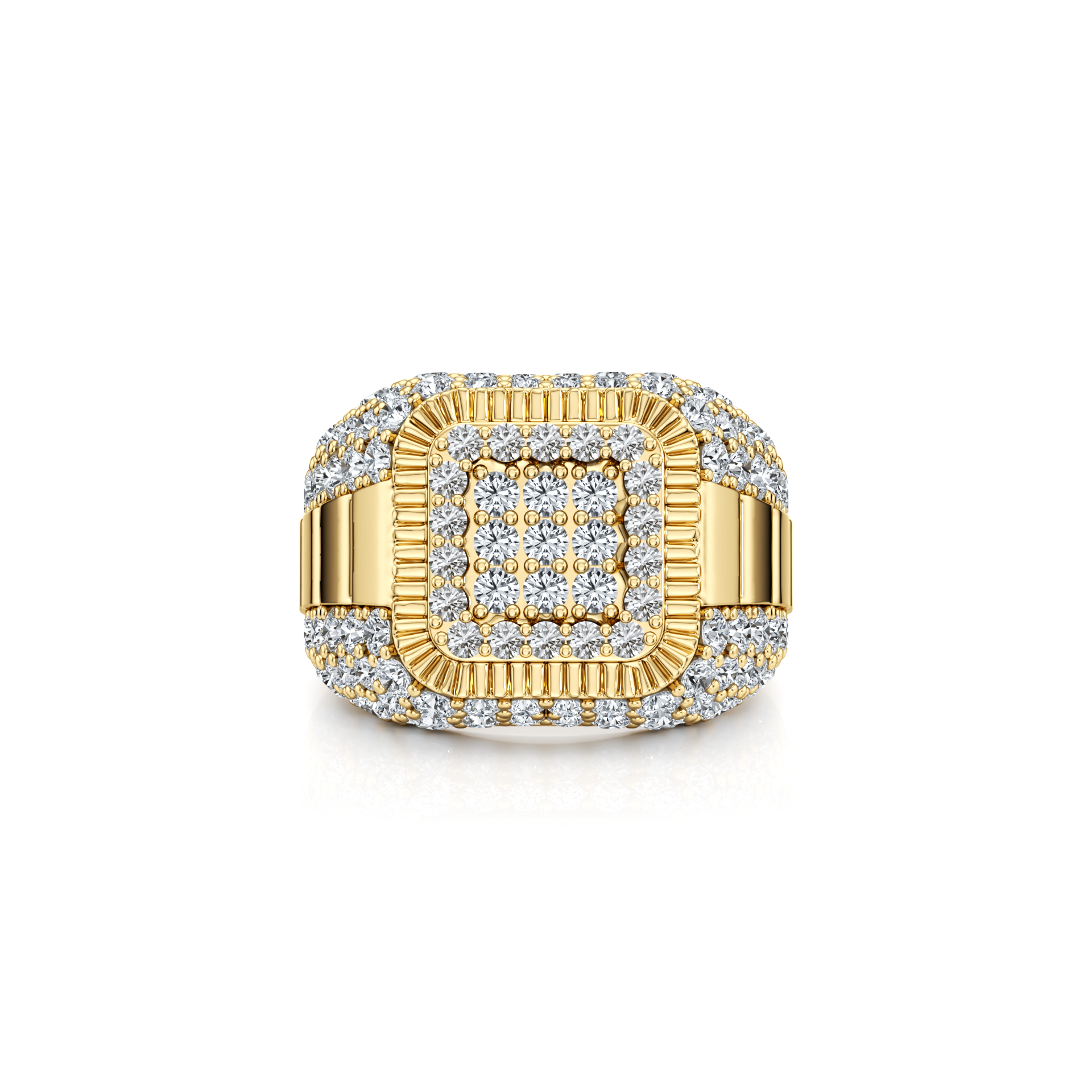 3.00cttw Round Natural Diamond Men's Signet Ring | Three-Quarter Eternity