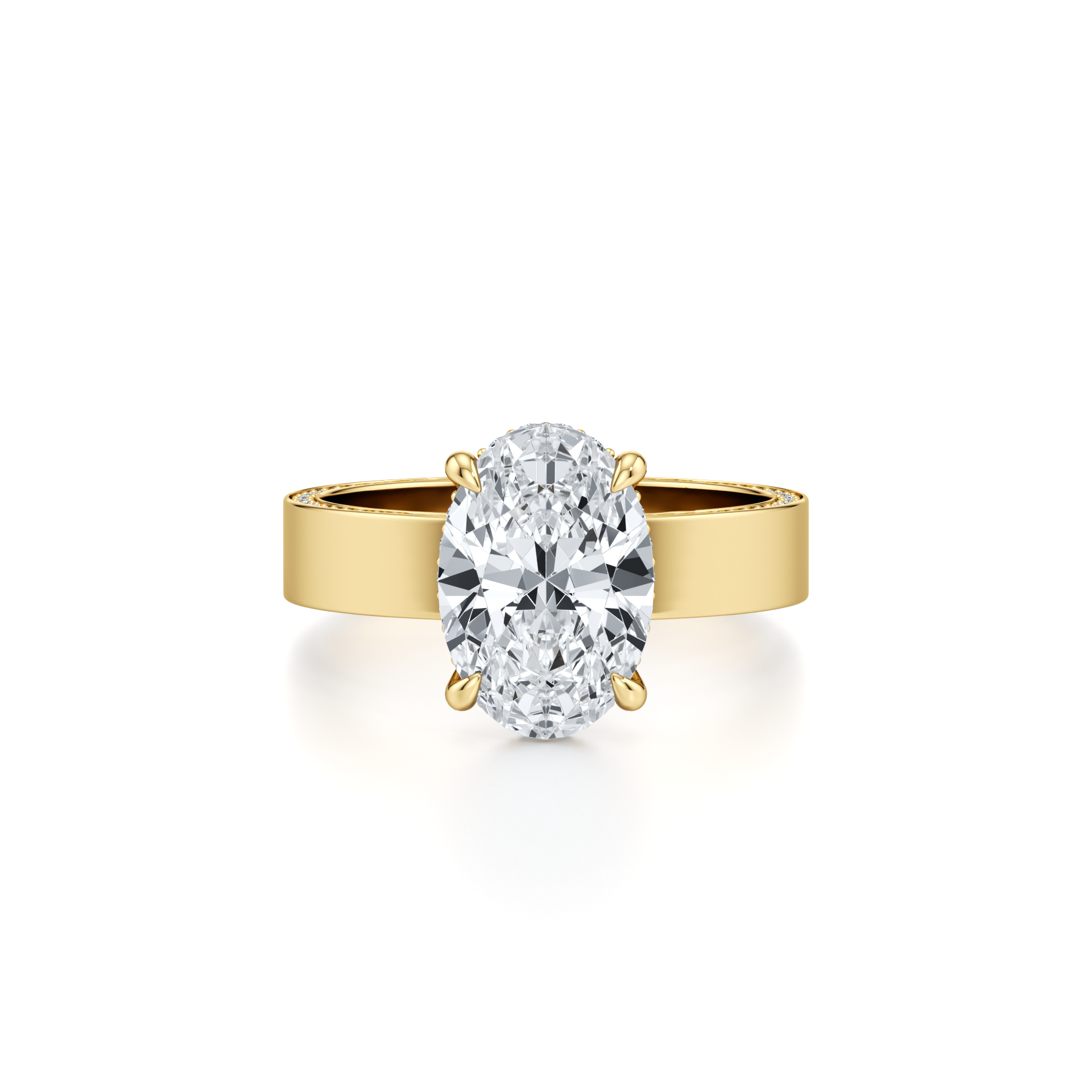3.02ct VVS2 Oval Lab Grown Diamond Halo Engagement Ring | 4mm Diamond Cigar Band