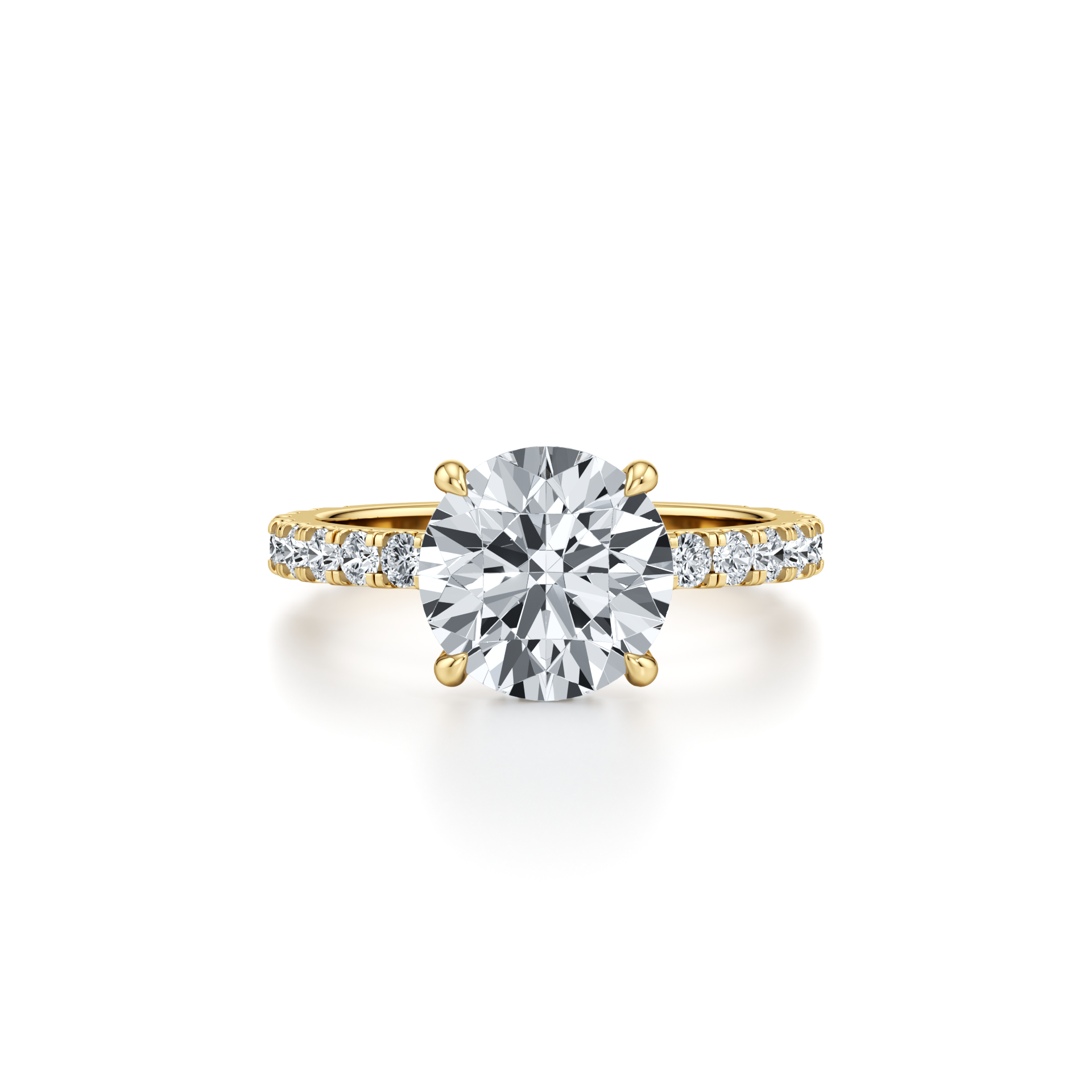 3.09ct VVS2 Round Lab Grown Diamond Engagement Ring | Single Row Pavé & Hidden Halo