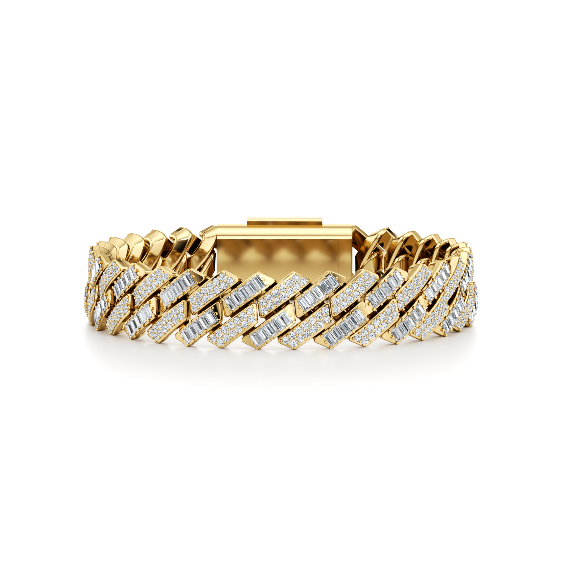 10cttw Round & Baguette Lab Grown Diamond Bracelet | Miami Cuban Link