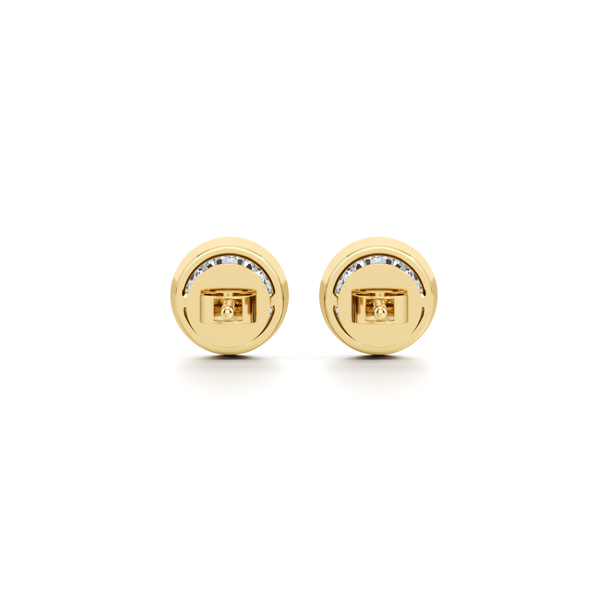 Everyday bezel set lab grown diamond stud earrings in 14K gold