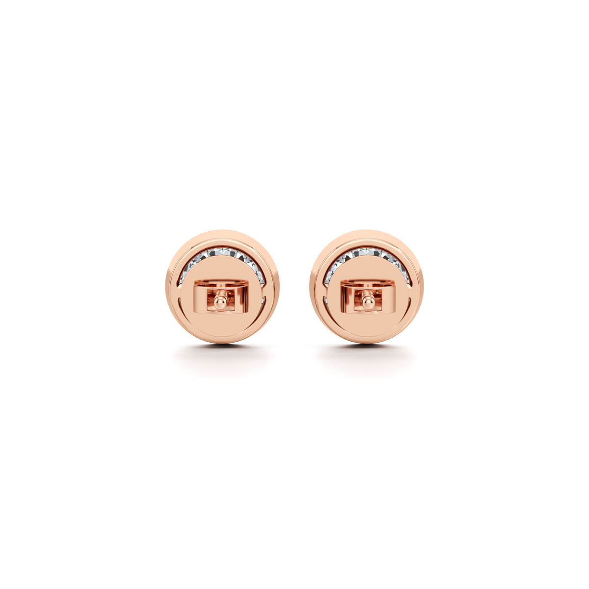 VVS2 lab grown diamond bezel stud earrings with screw backs in 14K gold