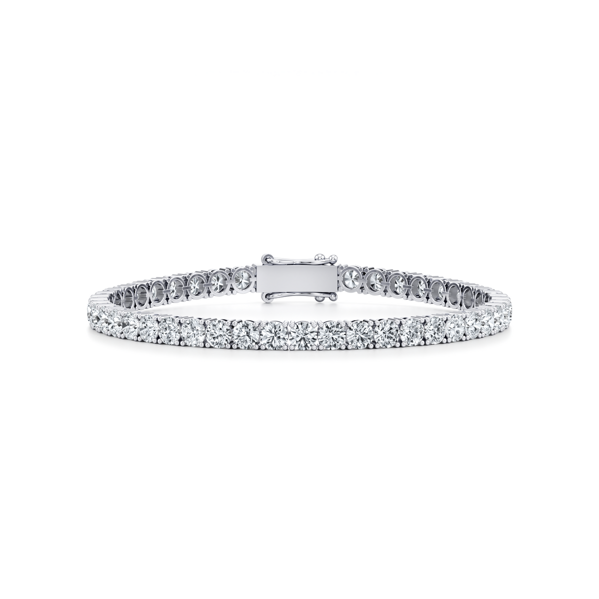 14 carat round lab grown diamond tennis bracelet with four prong setting in 14K white gold