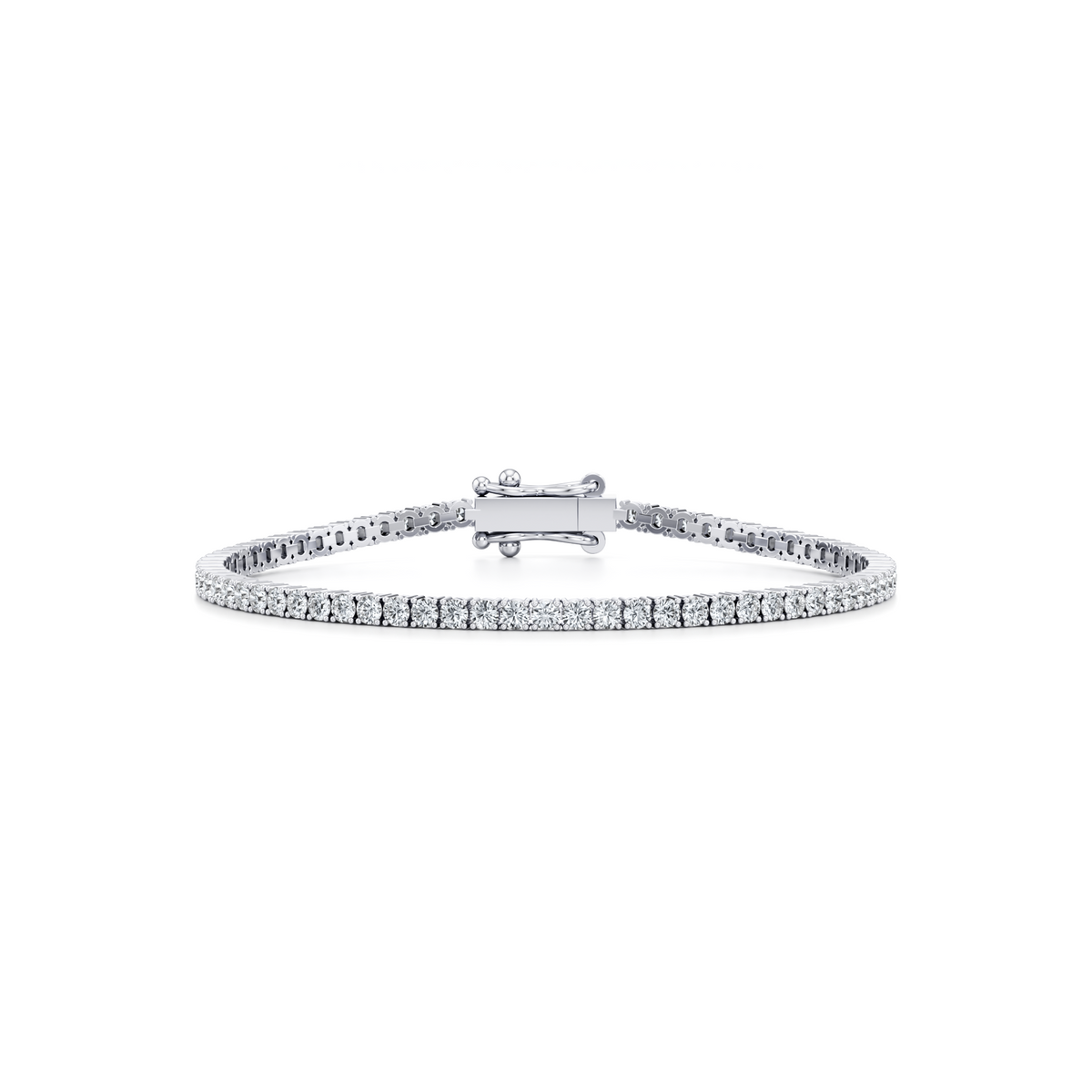 4 carat round lab grown diamond tennis bracelet with four prong setting in 14K white gold