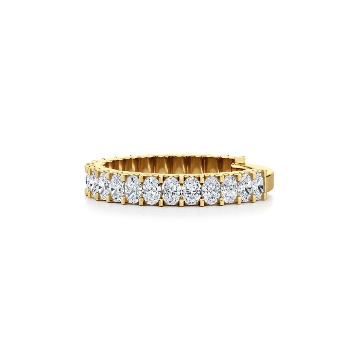 1.70 carat oval lab grown diamond three-quarter eternity pavé wedding band in 14K yellow gold