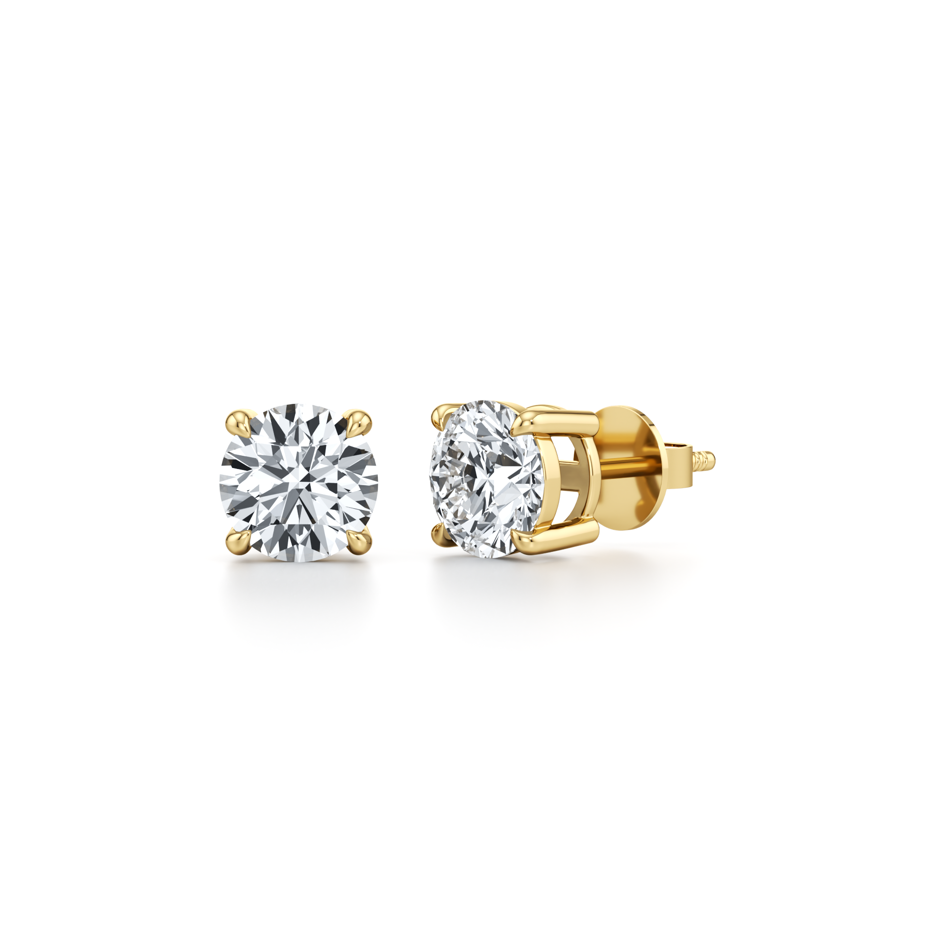 Round Lab Grown Diamond Stud Earrings | Basket Setting