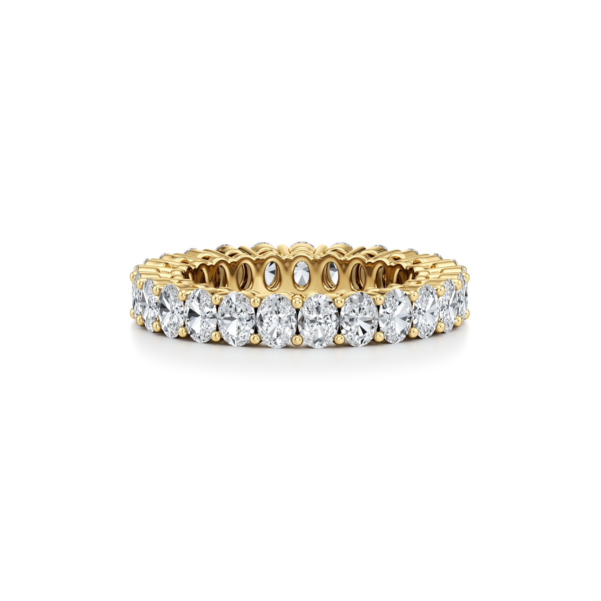 4.40 carat oval lab grown diamond full eternity ring in 14K yellow gold