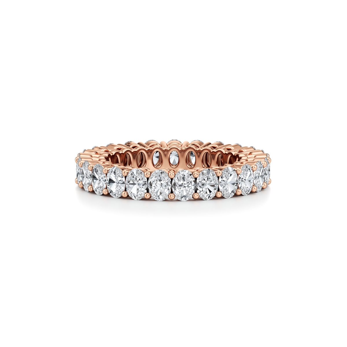 4.40 carat oval lab grown diamond full eternity ring in 14K rose gold