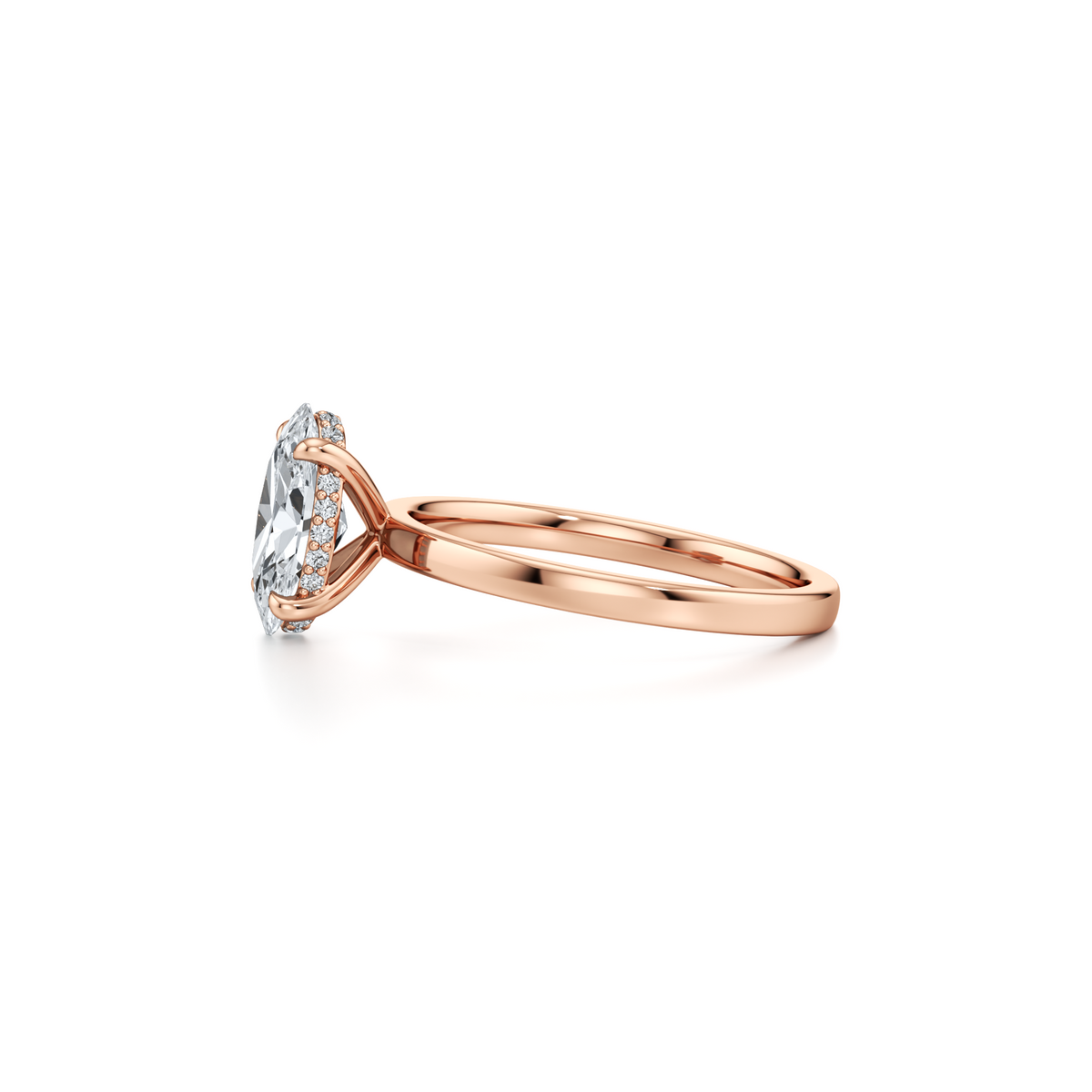2.02 carat VS1 oval lab grown diamond solitaire ring in 14K rose gold