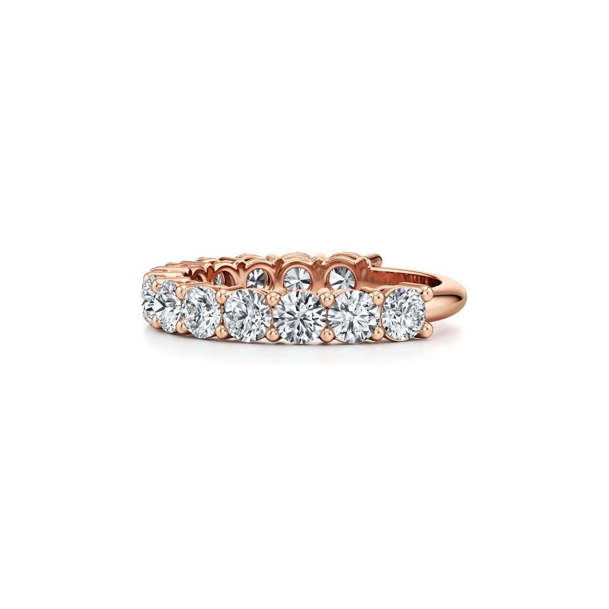 1.90 carat round brilliant lab grown diamond wedding ring with shared prong setting in 14K rose gold