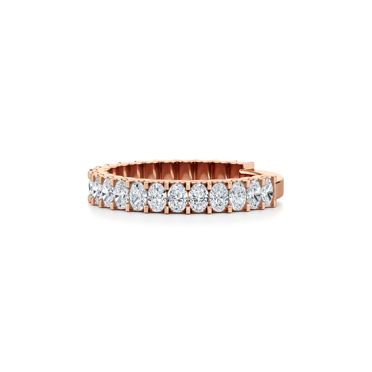 1.70 carat oval lab grown diamond three-quarter eternity pavé wedding band in 14K rose gold