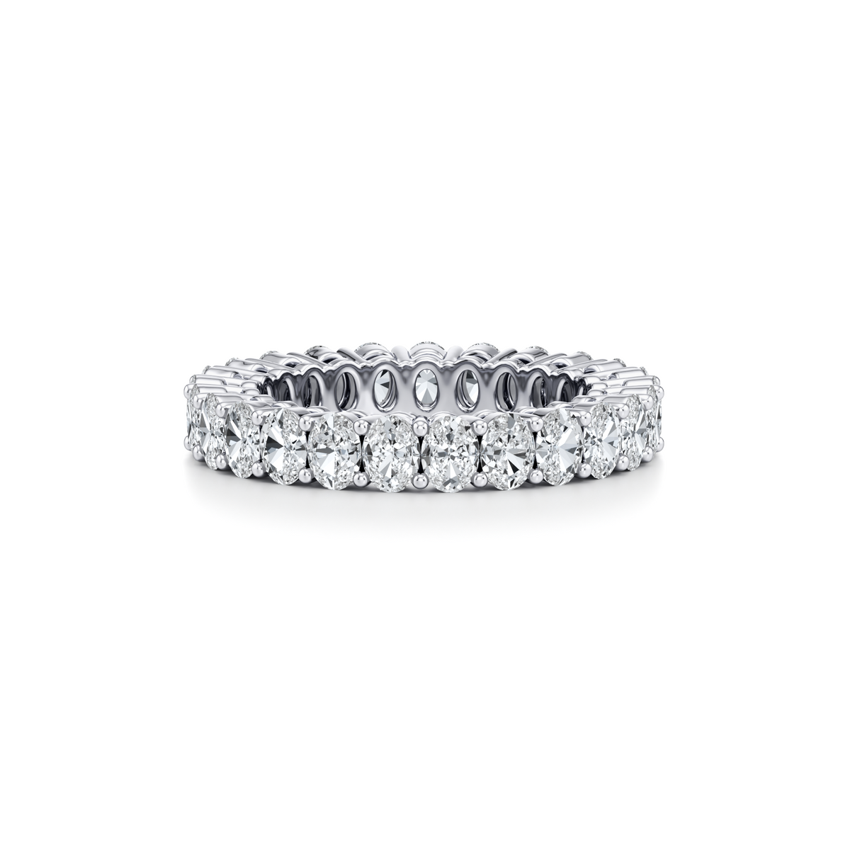 4.40 carat oval lab grown diamond full eternity ring in 14K white gold