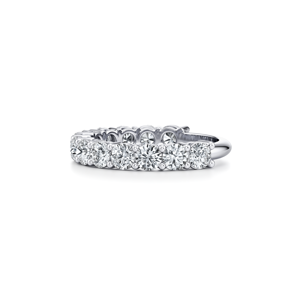 1.90 carat round brilliant lab grown diamond wedding ring with shared prong setting in 14K white gold