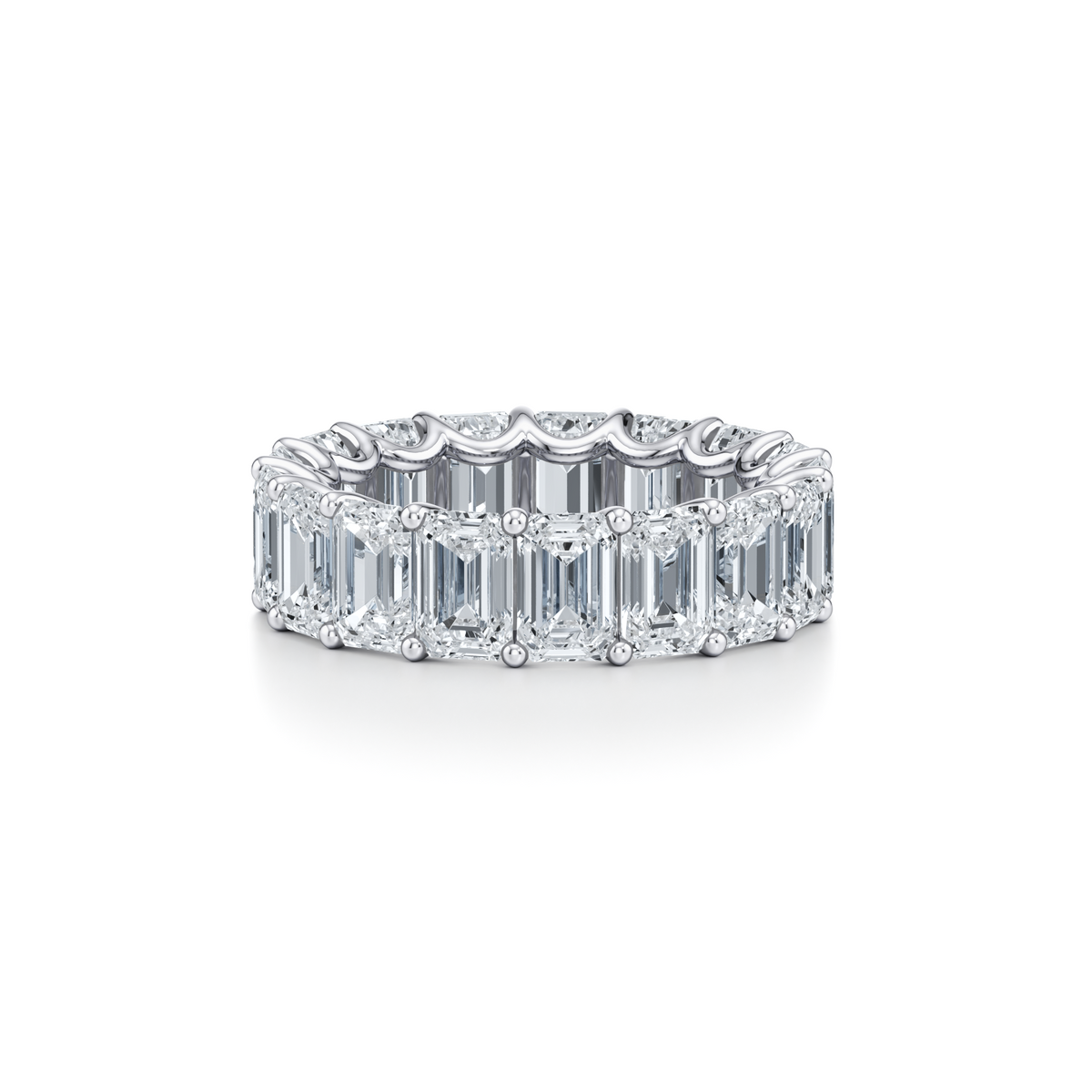 14 carat emerald cut lab grown diamond full eternity ring in 14K white gold
