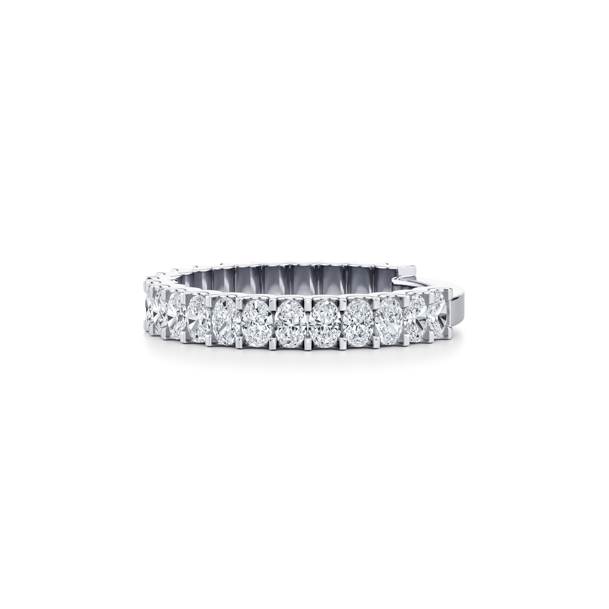 1.70 carat oval lab grown diamond three-quarter eternity pavé wedding band in 14K white gold