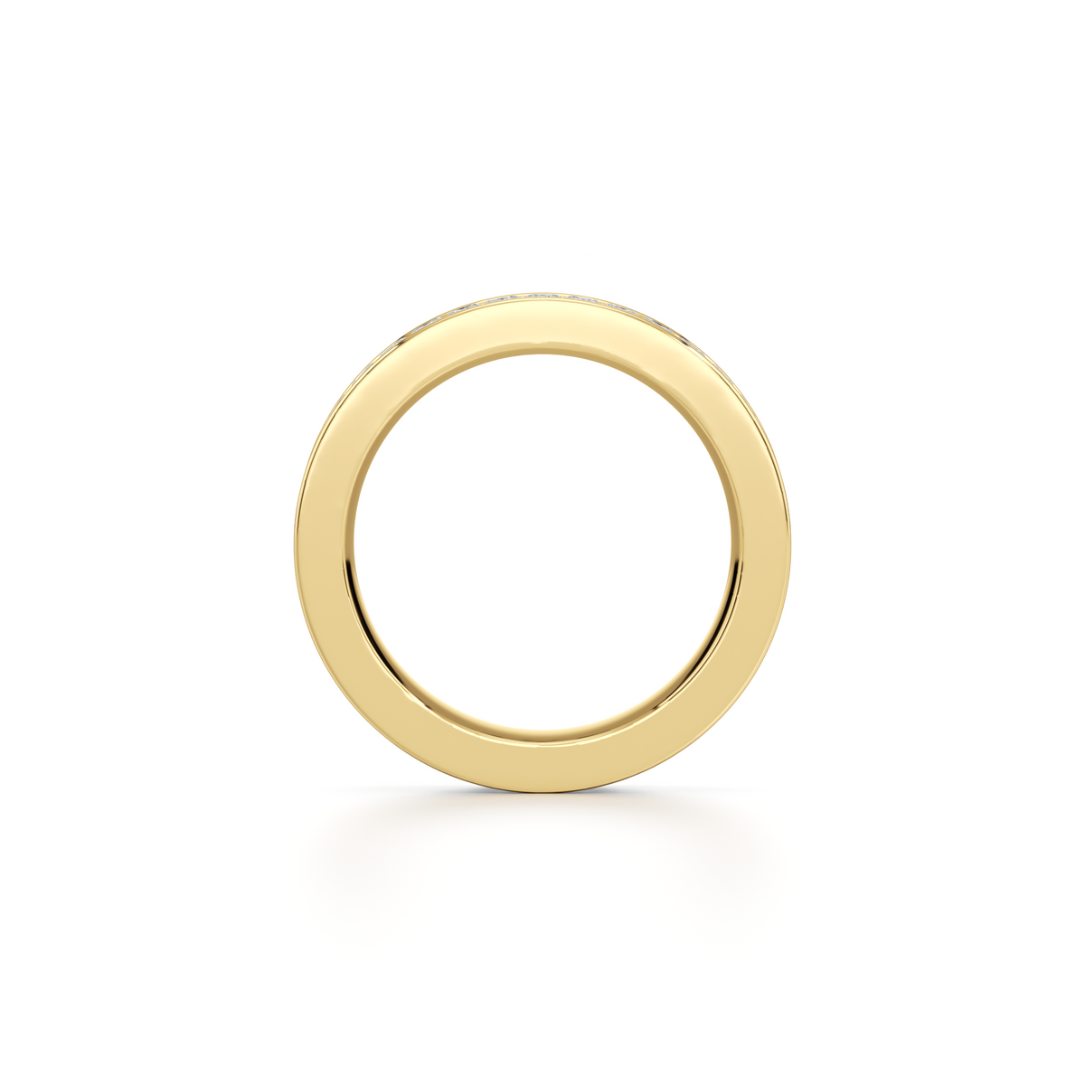 3 carat emerald lab grown diamond full eternity band in 14K yellow gold