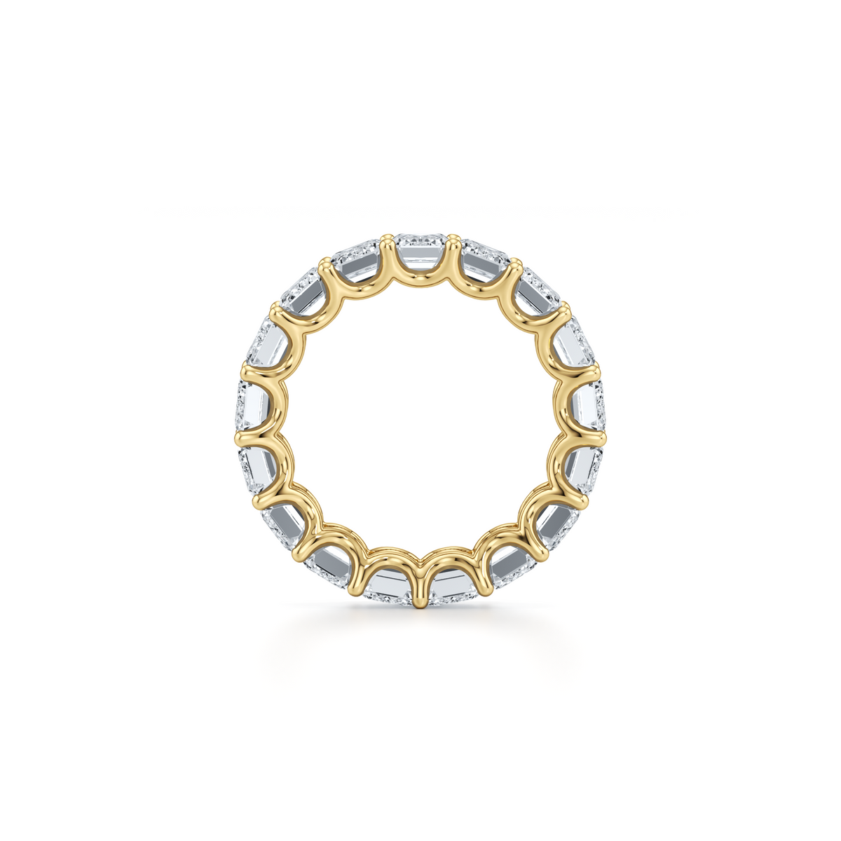 6.5mm emerald cut lab grown diamond eternity band in 14K yellow gold