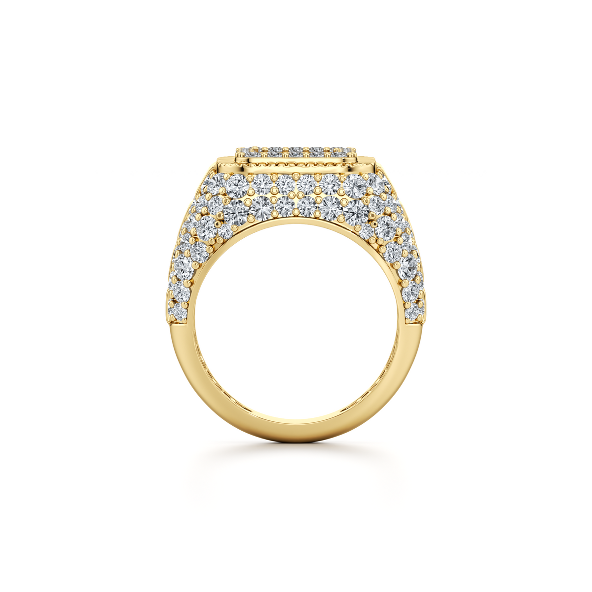 Men's natural diamond signet ring with 129 round brilliant diamonds in 10K yellow gold
