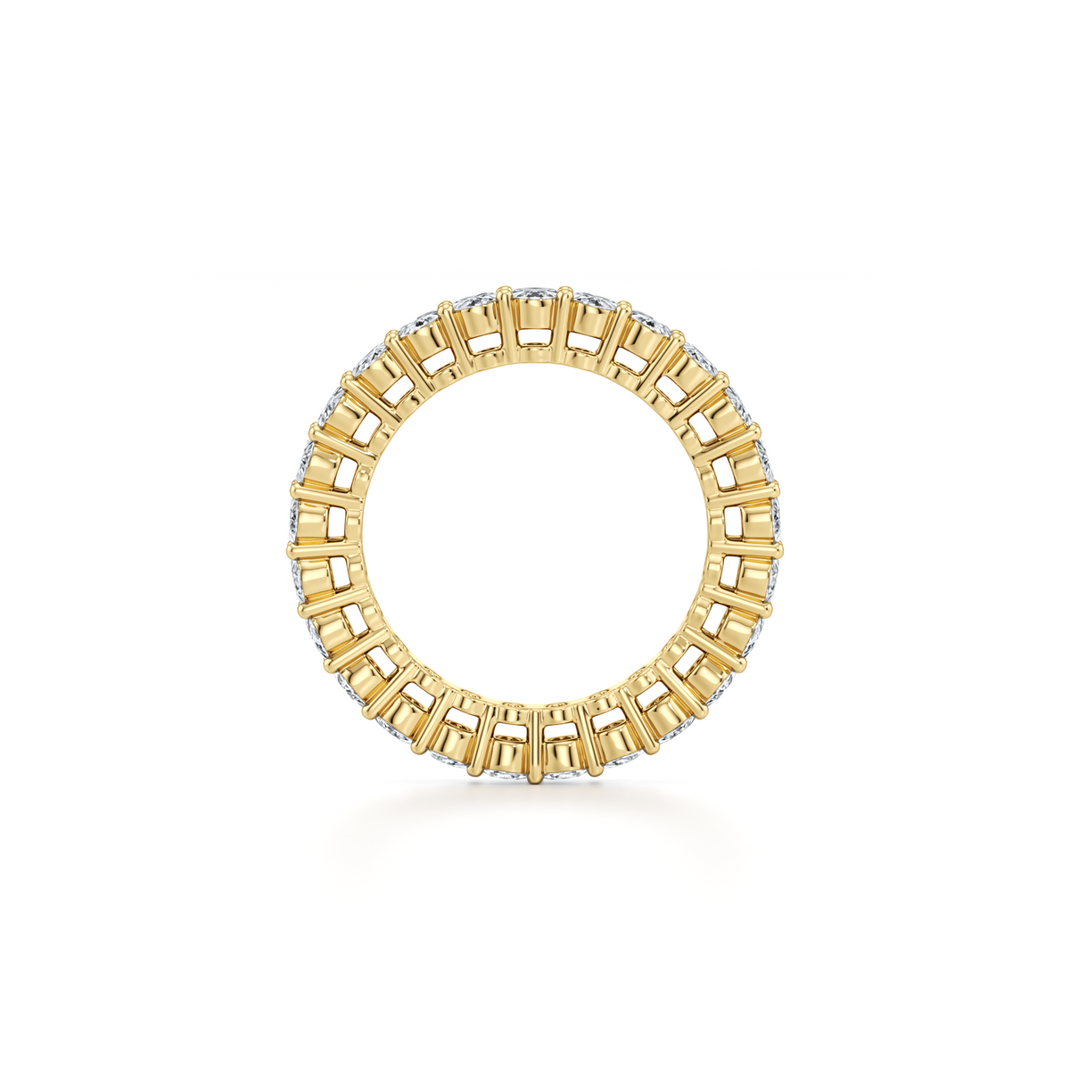 4.40 carat oval lab grown diamond eternity band with shared prong setting in 14K yellow gold
