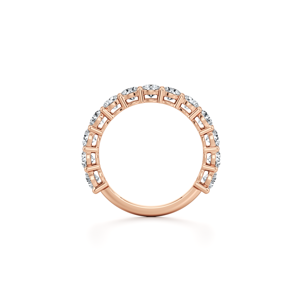 1.90 carat round lab grown diamond three-quarter eternity pavé wedding band in 14K rose gold