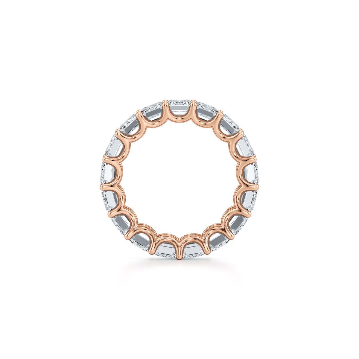 6.5mm emerald cut lab grown diamond eternity band in 14K rose gold