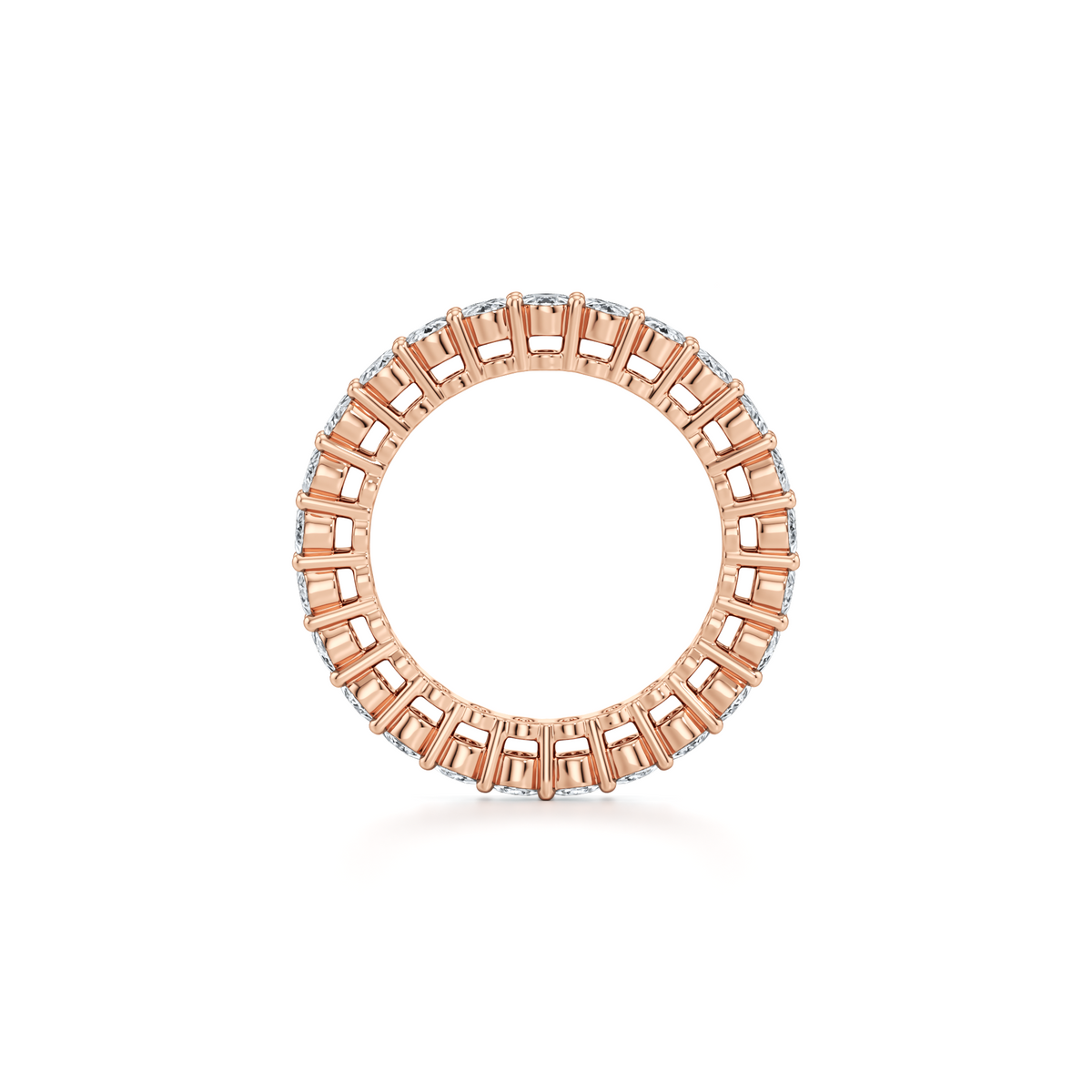 4.40 carat oval lab grown diamond eternity band with shared prong setting in 14K rose gold