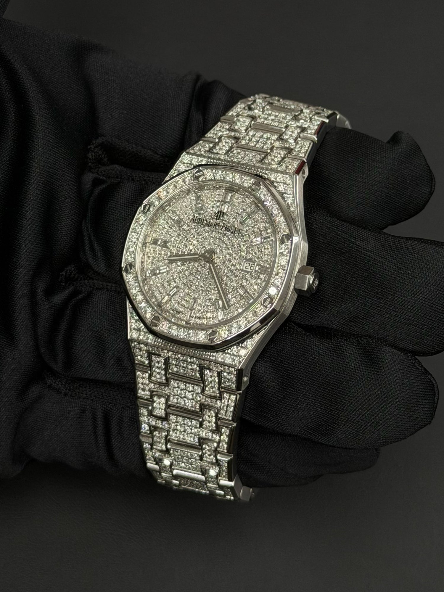 Ladies Audemars Piguet Royal Oak iced out in natural diamonds