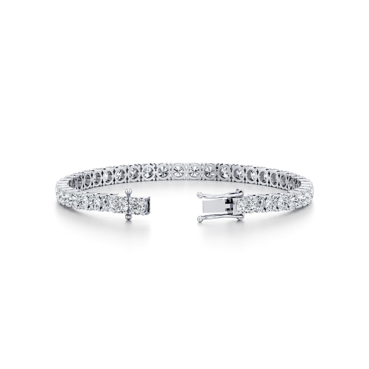 Statement 14 carat round lab grown diamond tennis bracelet in 14K white gold