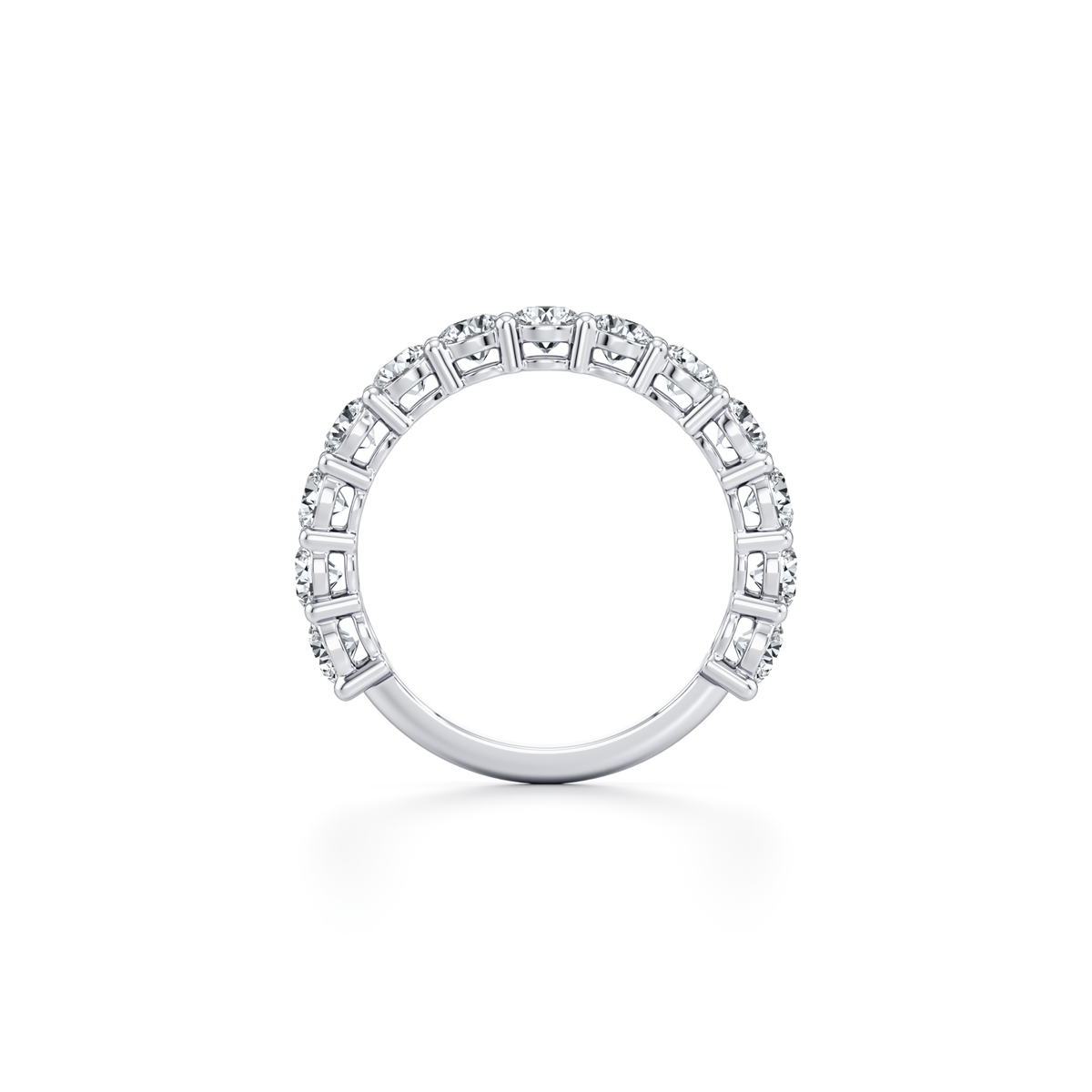 1.90 carat round lab grown diamond three-quarter eternity pavé wedding band in 14K white gold