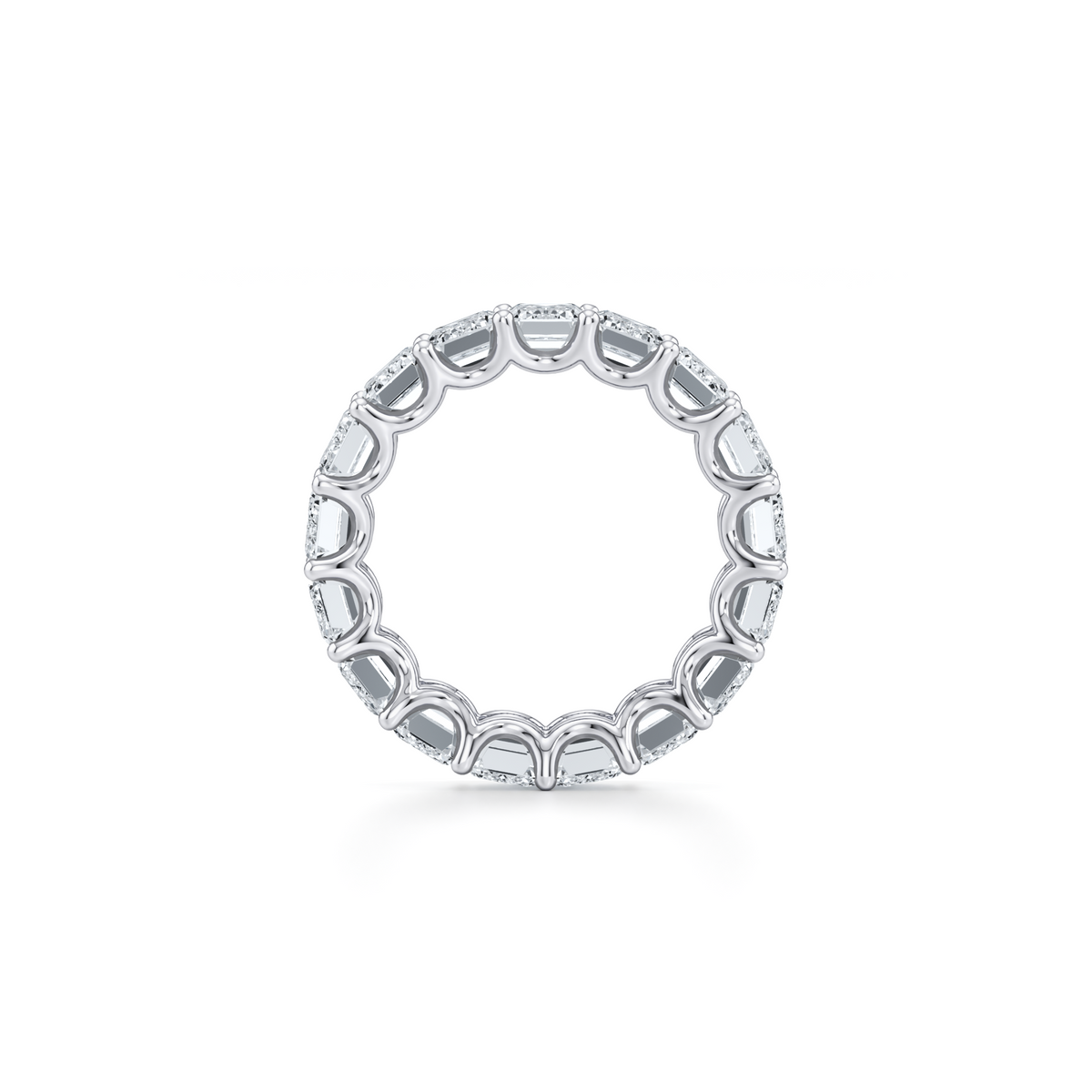 6.5mm emerald cut lab grown diamond eternity band in 14K white gold