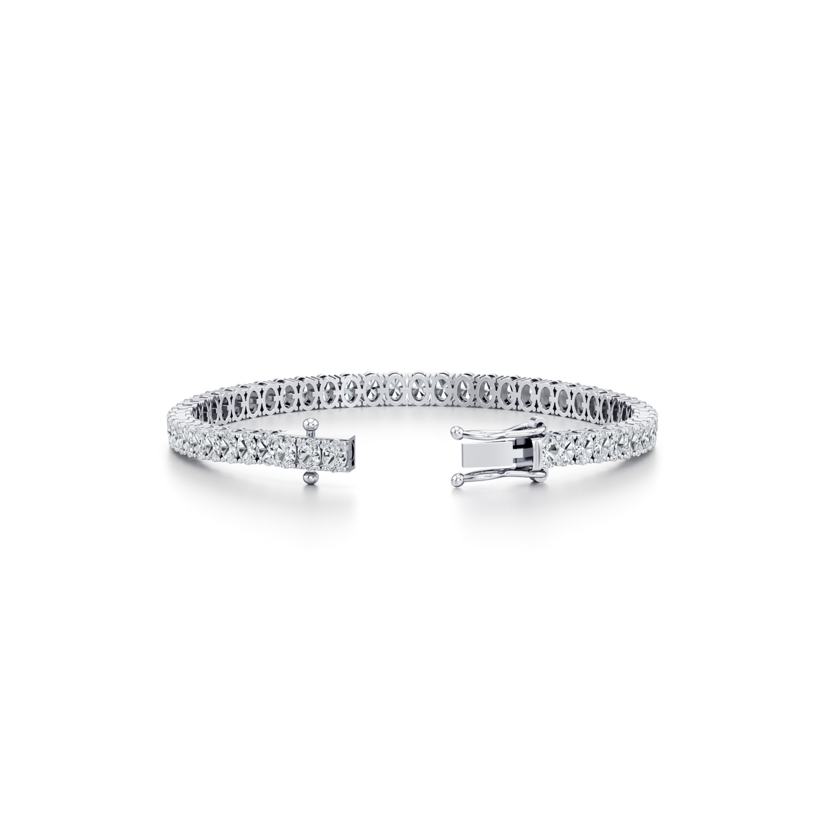 Oval lab grown diamond tennis bracelet with 6 carat total in 14K white gold
