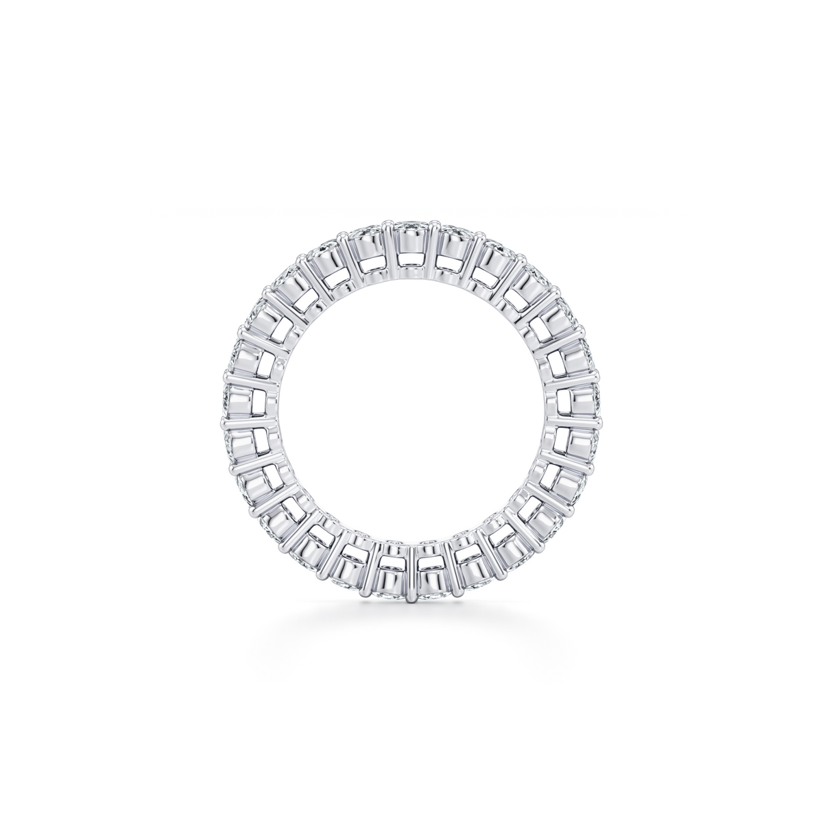 4.40 carat oval lab grown diamond eternity band with shared prong setting in 14K white gold