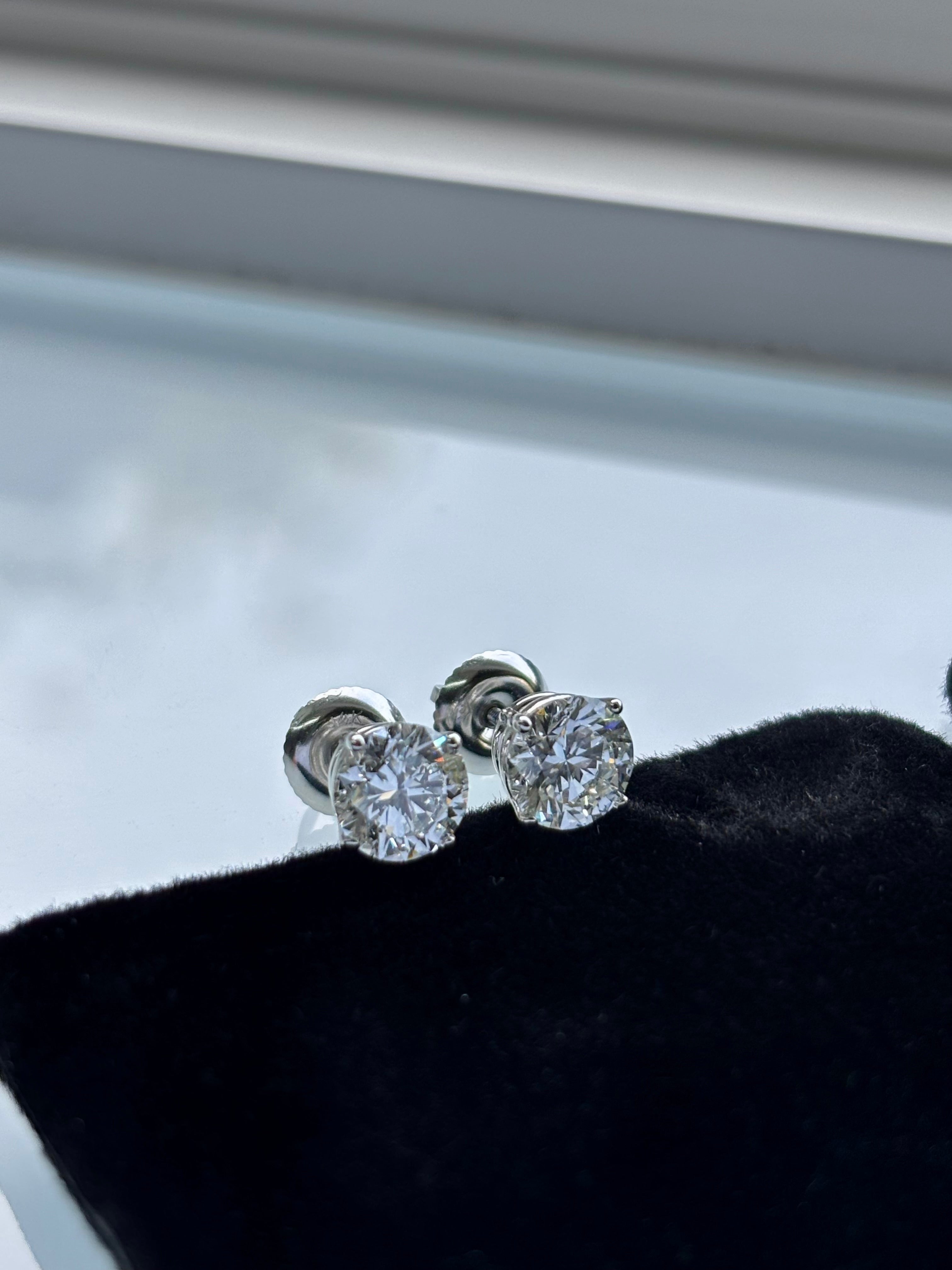 2.02cttw VVS2 Lab Diamond Stud Earrings, Basket Set | 14K White Gold, IGI Certified
